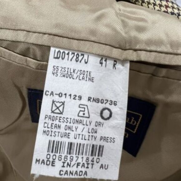 VINT Polo Ralph Lauren Blazer Silk Wool Made In Canada Ticket Pocket 41R Brown - Picture 7 of 9